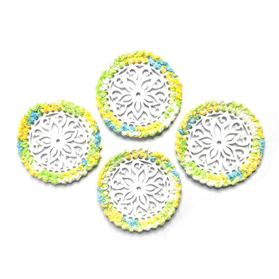 Multicolour Soft Yarn Hand Weaved Acrylic Coaster Set of 4