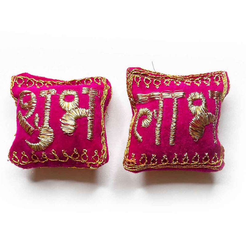 Velvet Pink Color Shubh Labh Pair Cushions