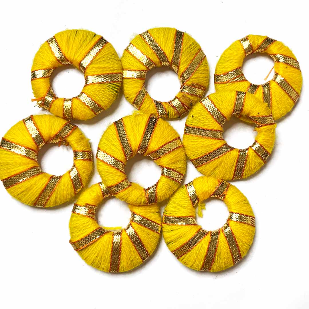 Yellow Color | Gota ring | Rajasthani | Gota Shape Pack of 20 | Art Craft | Decoration Craft | indian Home | Decoration | Project Making | online Art | Design | Beautiful | Adikala | Adikala Craft Store