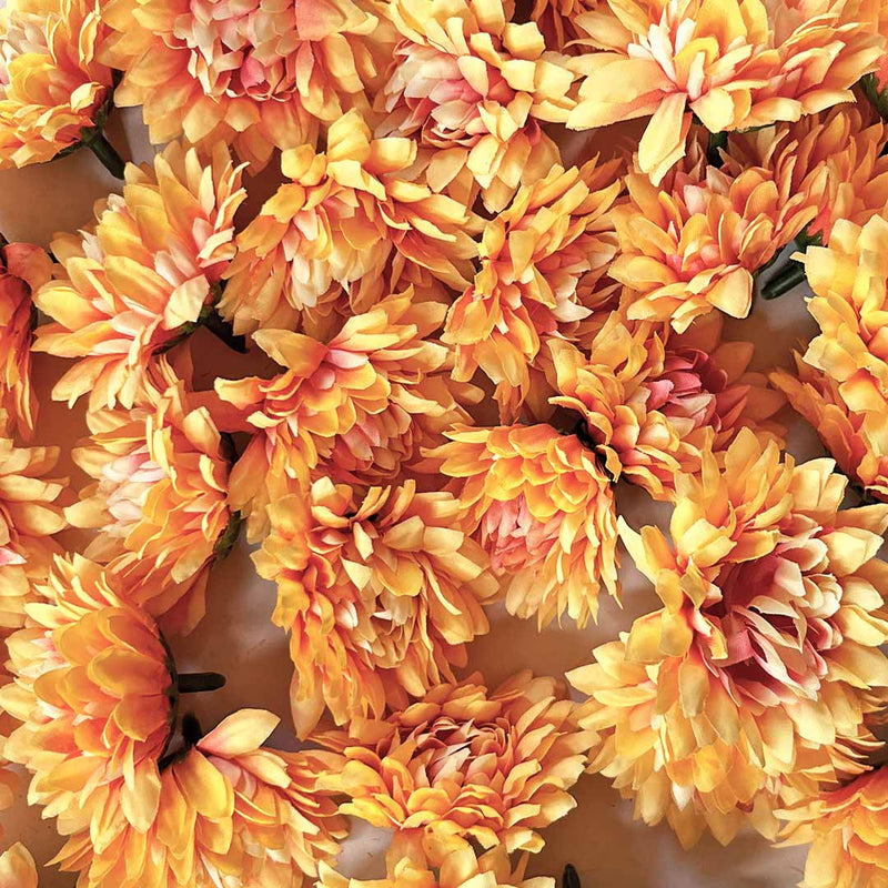 Peach Color Dahlia | Dahlia Flower | Pack Of 10 (6cm) | Art Craft | Decoration Craft | indian Home | Decoration | Project Making | online Art | Design | Beautiful | Adikala | Adikala Craft Store