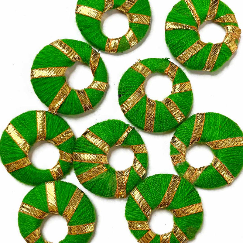 Green & Golden Color | Gota ring | Rajasthani | Gota Shape Pack of 20 | Art Craft | Decoration Craft | indian Home | Decoration | Project Making | online Art | Design | Beautiful | Adikala | Adikala Craft Store