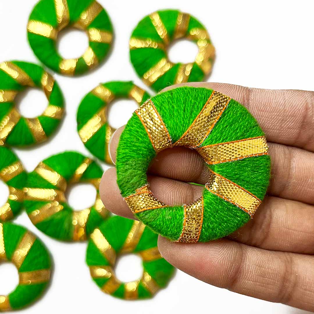 Green & Golden Color | Gota ring | Rajasthani | Gota Shape Pack of 20 | Art Craft | Decoration Craft | indian Home | Decoration | Project Making | online Art | Design | Beautiful | Adikala | Adikala Craft Store
