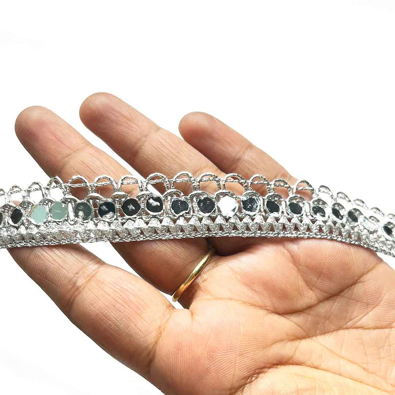 Silver Zari & Original Mirror Lace & Border - ( 9mtr ) |  Silver Zari & Original Mirror Lace & Border |   Lace & Border | Zari | Silk Thread | Adikala Craft Store | Art Craft | Decoration | Laces Collection | Border Collection | Craft Making