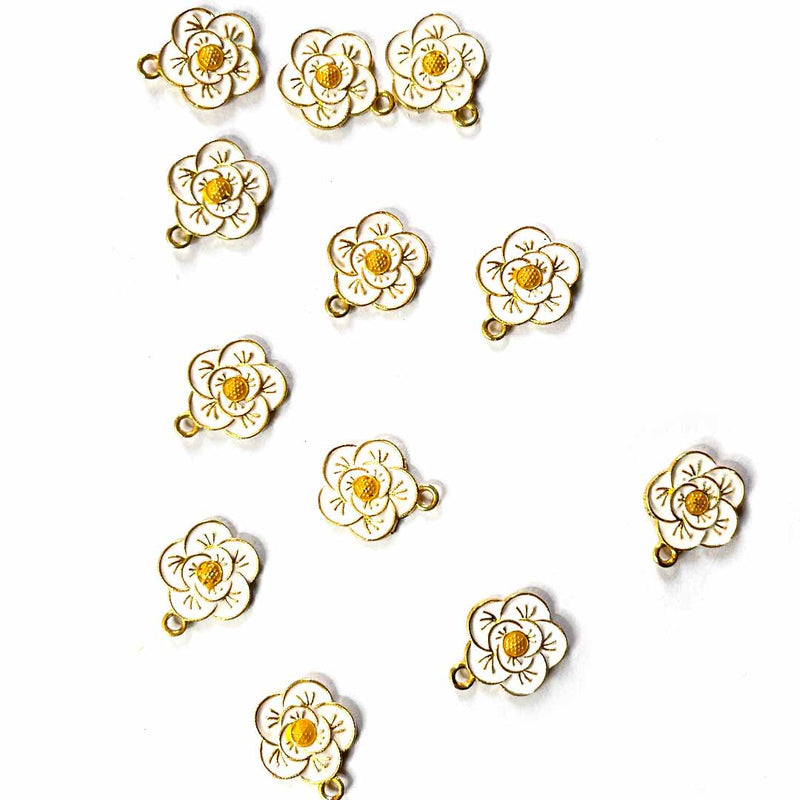 Cream Color Flower | Flower Top Whole Metal Charms | Charms Set Of 6 | Metal Charms | Art Craft | Decoration Craft | indian Home | Decoration | Project Making | online Art | Design | Beautiful | Adikala | Adikala Craft Store