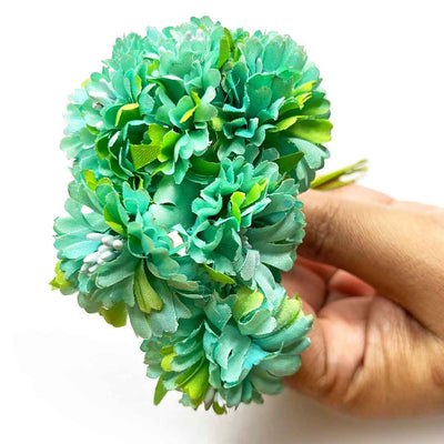Green Color Fabric Flowers Bunch 2 Of 12 PCS | Fabric Flowers | Fabric | 12 PCS | Adikala Craft Store | Art Craft | Collection