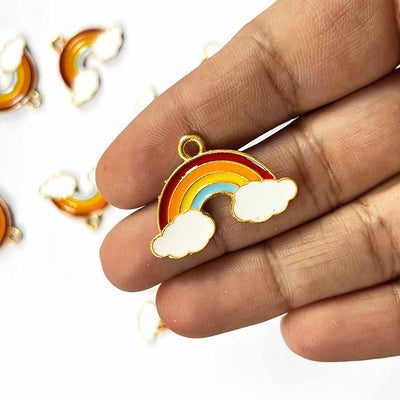 Rainbow With Clouds | Clouds Top Whole Metal | Metal Charms | Charms Set of 6 | Whole metal | Art Craft | Decoration Craft | indian Home | Decoration | Project Making | online Art  | Design | Beautiful | Adikala | Adikala Craft Store