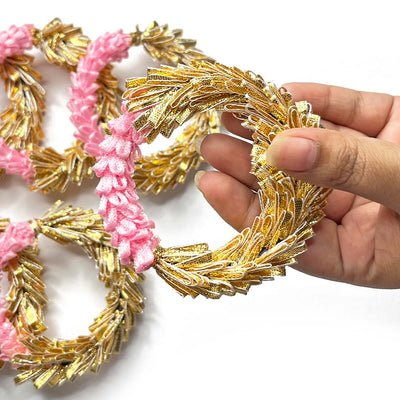 Pink & Golden Gota Ring | Wedding Decoration | Traditional Art | Dress Making | DIY | Jawellry Making Material