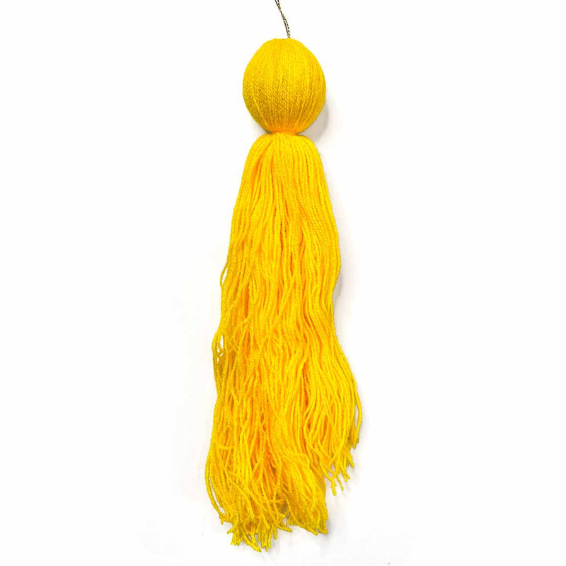 8 Inches Yellow Color Woolen Tassels Pack Of 5