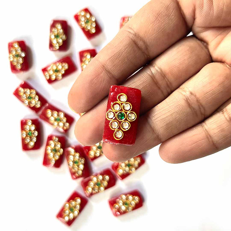 Maroon Color | Shape Beads | Beads With Kundan | Kundan Work Pack Of 6 | Art Craft | Decoration Craft | indian Home | Decoration | Project Making | online Art | Design | Beautiful | Adikala | Adikala Craft Store