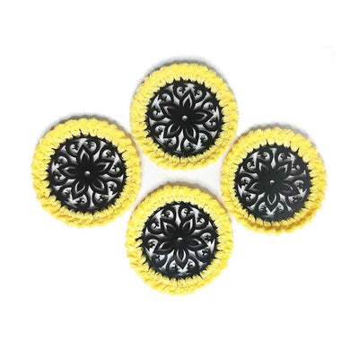 Yellow Soft Yarn Hand Weaved Acrylic Coaster Set of 4