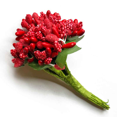 Red Artificial Pollen Flower Set Of 4 Bunch | Pollen flower | Artificial Pollen | Adikala | Art Craft  | Veni