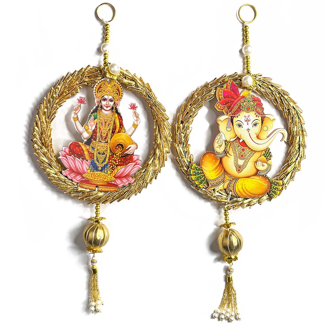 Laxmi Ganesh Ji Tassel Hanging For Decoration Set Of 2