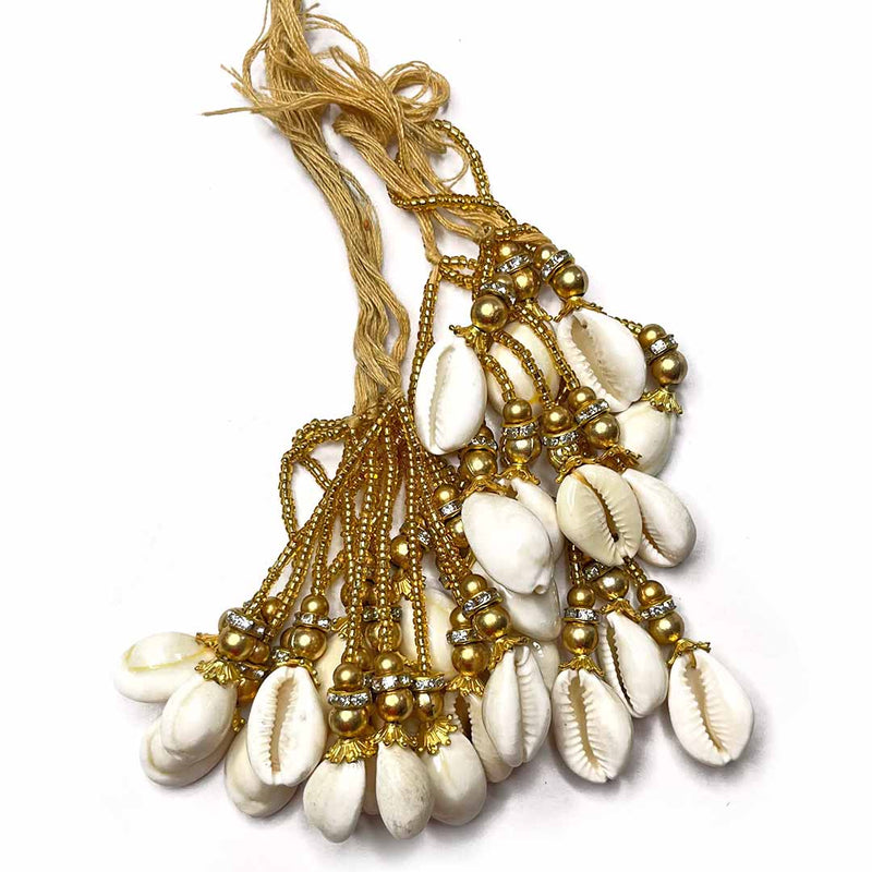 golden Beads | Kaudi Shell tassels | tassels Pack of 6 | Art Craft | Decoration Craft | indian Home | Decoration | Project Making | online Art | Design | Beautiful | Adikala | Adikala Craft Store