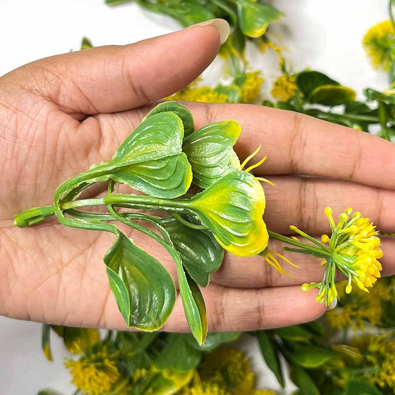 Green With Yellow Color Big Size Leaf | Yellow Leaf  | Leaf With Flower | Flower Pack of 25 | Natural | Wedding Decoration | Leaf | Flower Bunch | Color Green | Art Craft | Decoration Craft | indian Home | Decoration | Project Making | online Art  | Design | Beautiful | Adikala | Adikala Craft Store