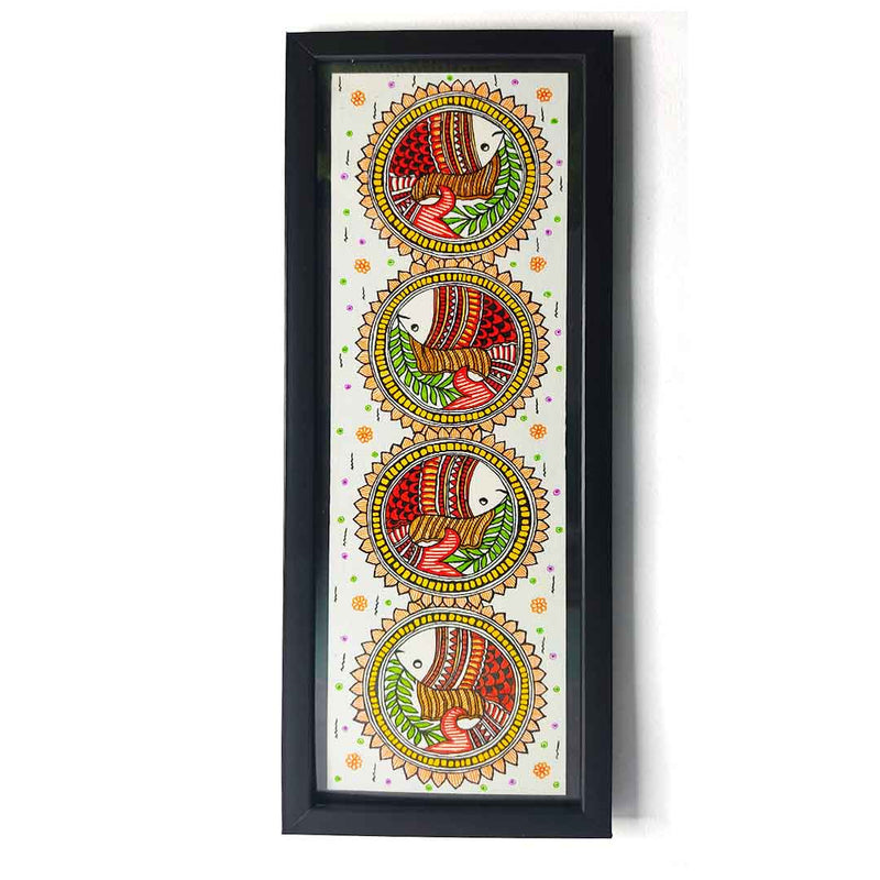 Madhubani Painting With Fish | Fish Madhubani Painting | paintings | Adikala Craft Store | Craft | Art Craft | Painting | Tree of Life | Decoration | Wall Painting | Wall Art | Wall Design | Design