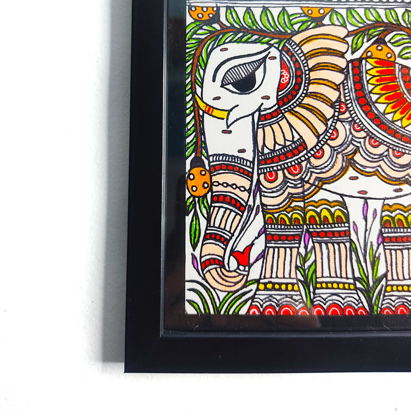 Elephants madhubani painting | madhubani painting | Elephants | Adikala Craft Store | Craft | Art Craft | Painting | Tree of Life | Decoration | Wall Painting | Wall Art | Wall Design | Design