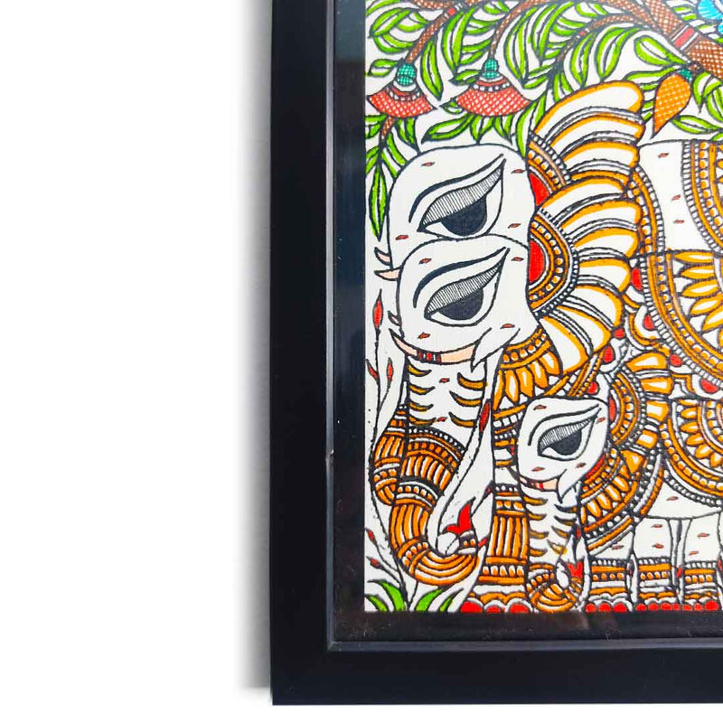 Birds and elephants madhubani painting | madhubani painting | Adikala Craft Store | Craft | Art Craft | Painting | Tree of Life | Decoration | Wall Painting | Wall Art | Wall Design | Design