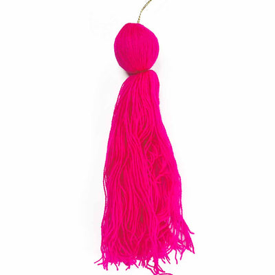 8 Inches Pink Color Woolen Tassels Pack Of 5
