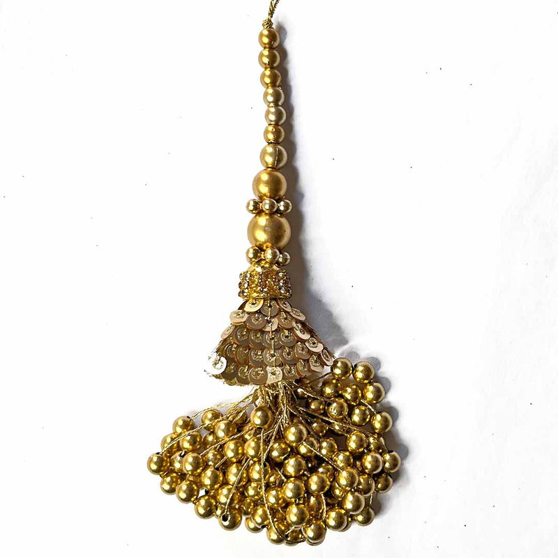 Golden Color Cone | Cone With Beads Tassels | hanging Latkan | Latkan Set of 2 | Art Craft | Decoration Craft | indian Home | Decoration | Project Making | online Art | Design | Beautiful | Adikala | Adikala Craft Store