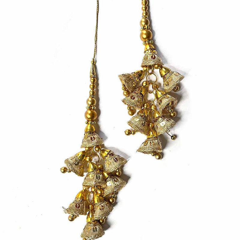 Golden Zari Cones | Beads | Cones With Latkan | Latkan Hanging Tassels | Set Of 2 | Zari | Art Craft | Decoration Craft | indian Home | Decoration | Project Making | online Art | Design | Beautiful | Adikala | Adikala Craft Store