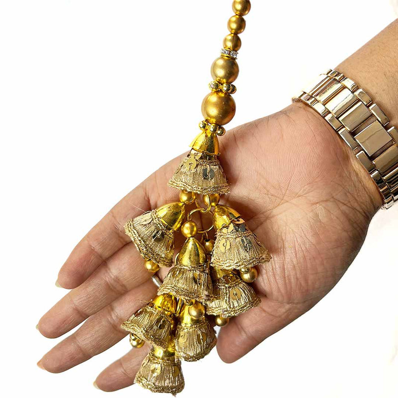 Golden Zari  Cones | Beads | Cones With Latkan | Latkan Hanging Tassels | Set Of 2 | Zari | Art Craft | Decoration Craft | indian Home | Decoration | Project Making | online Art  | Design | Beautiful | Adikala | Adikala Craft Store