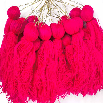 8 Inches Pink Color Woolen Tassels Pack Of 5
