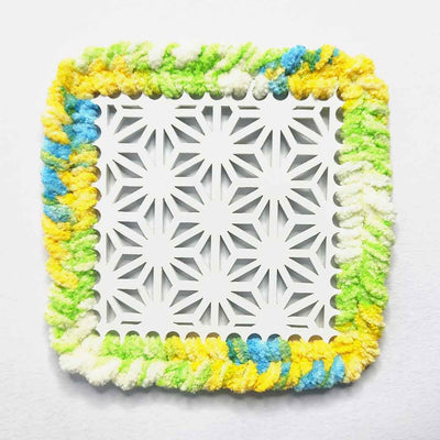 Multicolour Soft Yarn Hand Weaved Square Acrylic Coaster Set Of 4