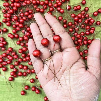 Red Color Berries Stem Filler Pack Of 50