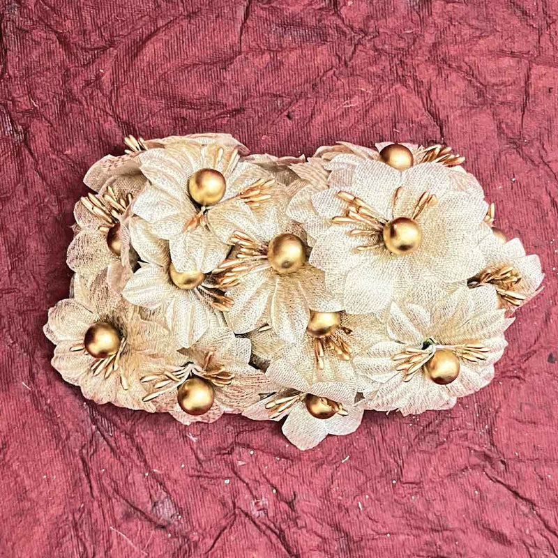 Golden Tissue Flower Bunch 2 Of 12 PCS.