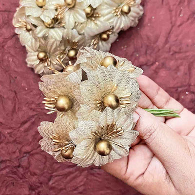 Golden Tissue Flower Bunch 2 Of 12 PCS.