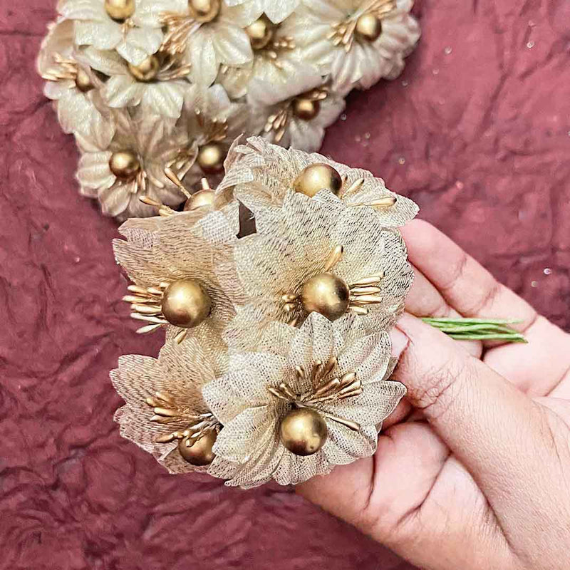 Golden Tissue Flower Bunch 2 Of 12 PCS.