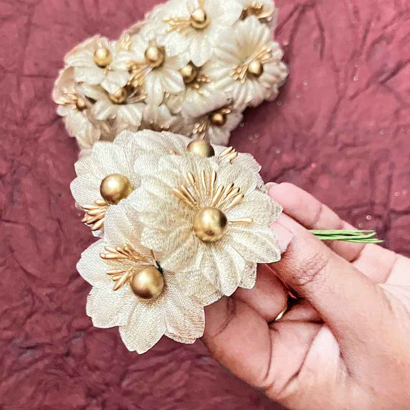 Golden Tissue Flower Bunch 2 Of 12 PCS.