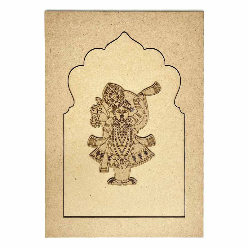 Jharokha With Pichwai Shrinathji Mdf Cutout 13 inches Set of 2 | Jharokha With Pichwai Shrinathji | Pichwai Shrinathji | Art Craft | Craft | Art | Decoration | Traditional Art | Art Craft | Adikala