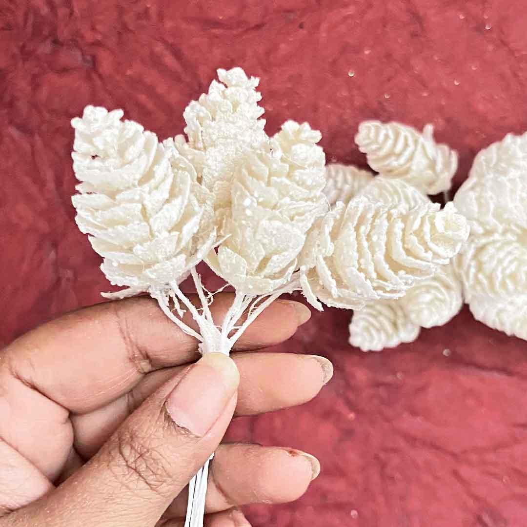 Cream Color Pine Filler Pack Of 2 Bunch (12 stems) | Cream Color | Pine Filler | Cream Color Pine Filler | Pack of Bunch | Craft Shop | Art Craft | Online craft | Adikala Craft Store