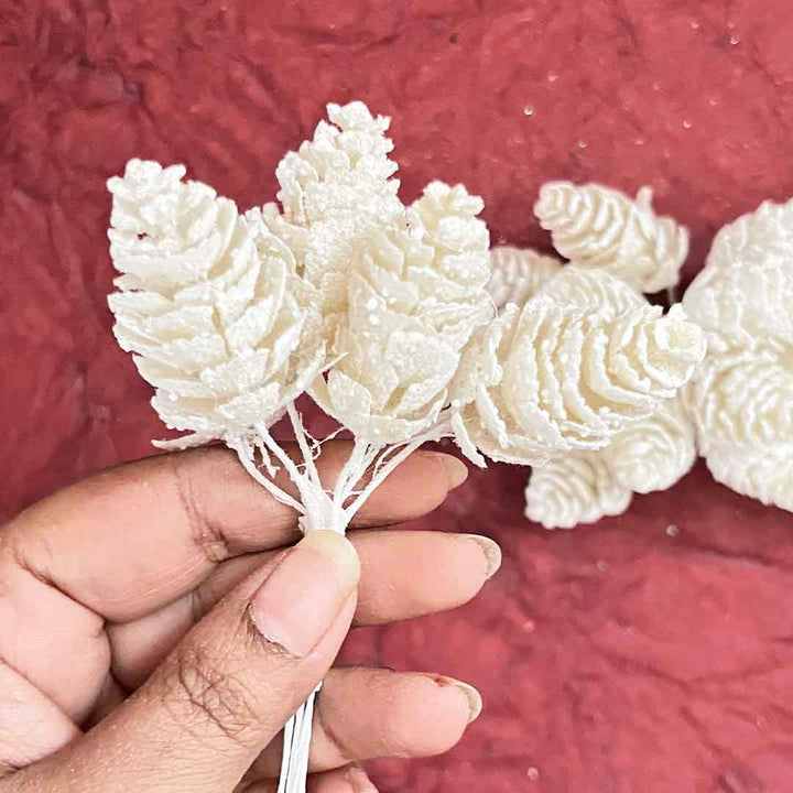 Cream Color Pine Filler Pack Of 2 Bunch (12 stems) | Cream Color | Pine Filler | Cream Color Pine Filler | Pack of Bunch | Craft Shop | Art Craft | Online craft | Adikala Craft Store