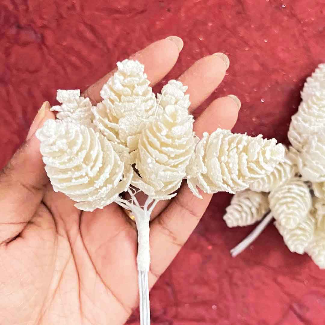 Cream Color Pine Filler Pack Of 2 Bunch (12 stems) | Cream Color | Pine Filler | Cream Color Pine Filler | Pack of Bunch | Craft Shop | Art Craft | Online craft | Adikala Craft Store