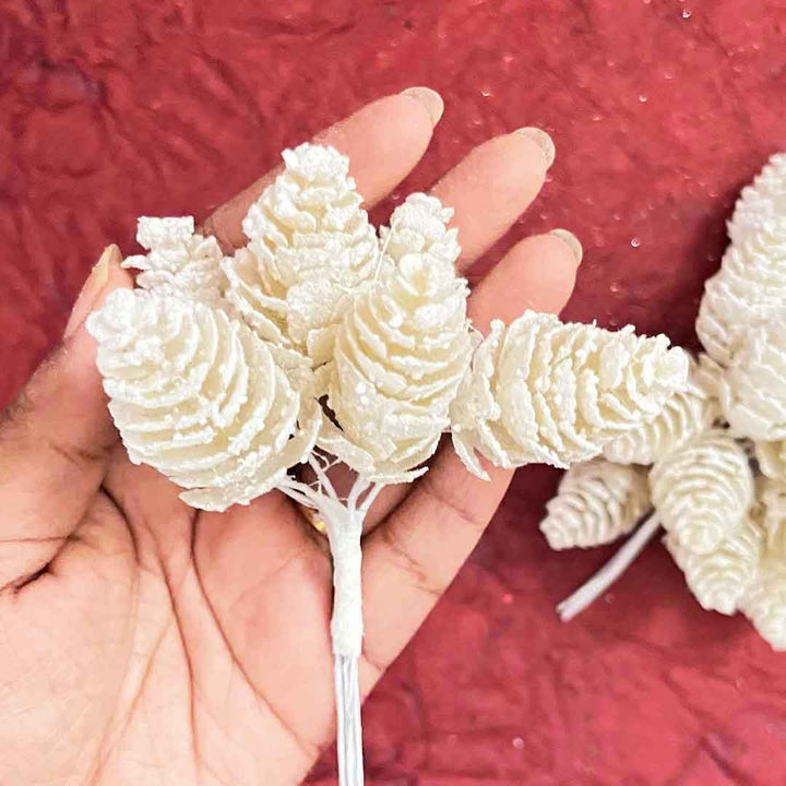 Cream Color Pine Filler Pack Of 2 Bunch (12 stems) | Cream Color | Pine Filler | Cream Color Pine Filler | Pack of Bunch | Craft Shop | Art Craft | Online craft | Adikala Craft Store