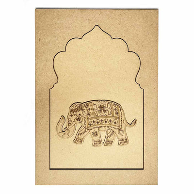Jharokha With Elephant Mdf Cutout 13 inches | Jharokha With Elephant | Cutout 13 inches | Elephant | Mdf Cutout | Art Craft | Craft Store | Craft | Art Making | Project Making | Online Art Craft | Indian Art Craft | Indian Craft | Handmade | decoration Essentials | Adikala Craft Store