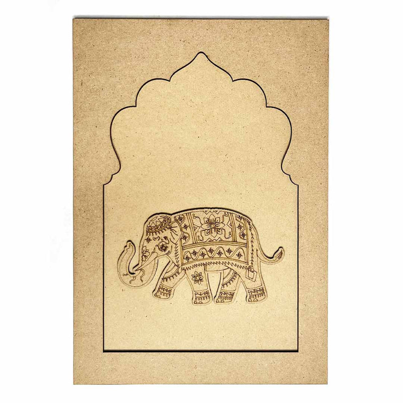 Jharokha With Elephant Mdf Cutout 13 inches | Jharokha With Elephant | Cutout 13 inches | Elephant | Mdf Cutout | Art Craft | Craft Store | Craft | Art Making | Project Making | Online Art Craft | Indian Art Craft | Indian Craft | Handmade | decoration Essentials | Adikala Craft Store