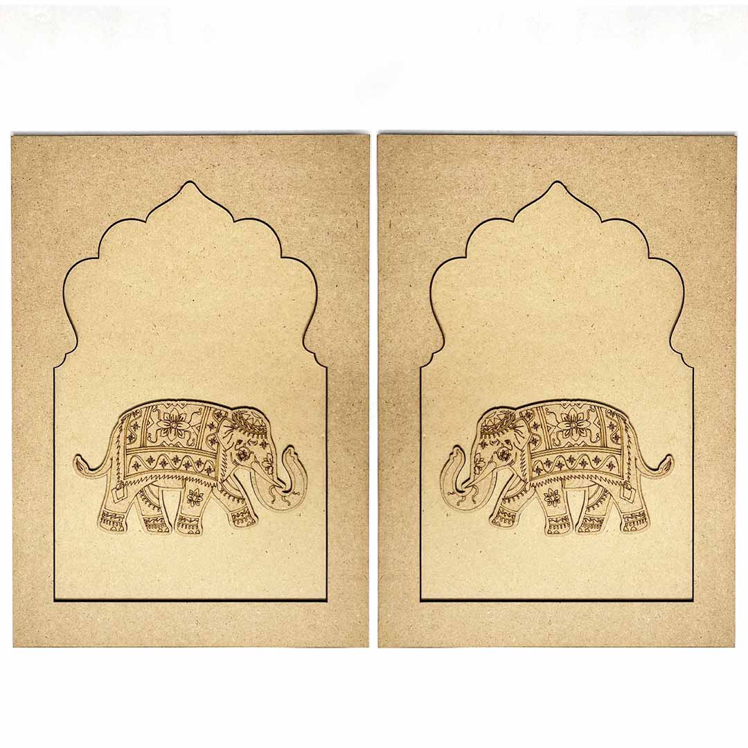 Jharokha With Elephant Mdf Cutout 13 inches | Jharokha With Elephant  |  Cutout 13 inches |  Elephant |  Mdf Cutout | Art Craft | Craft Store | Craft | Art Making | Project Making | Online Art Craft | Indian Art Craft | Indian Craft | Handmade | decoration Essentials | Adikala Craft Store 