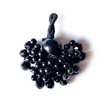 Black Color Big Size Bead With Katdana Ruffled Tassels Set Of 2