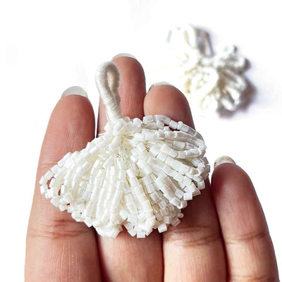 Cream Color Katdana Ruffled Tassels Set Of 2