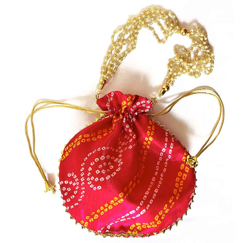 Rajasthani Style Rani Pink Lehariya Potli Pouch For Wedding Favors