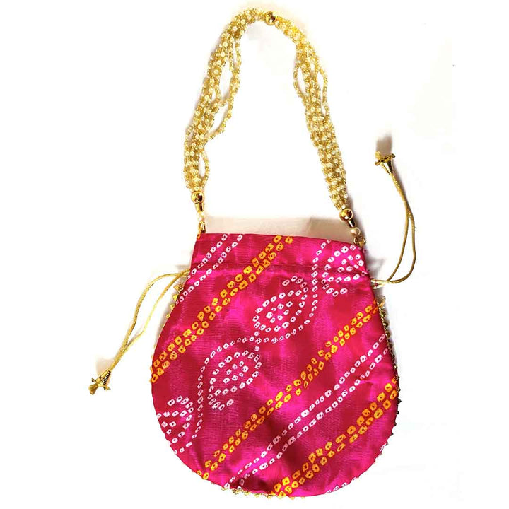 Rajasthani Style Rani Pink Lehariya Potli Pouch For Wedding Favors