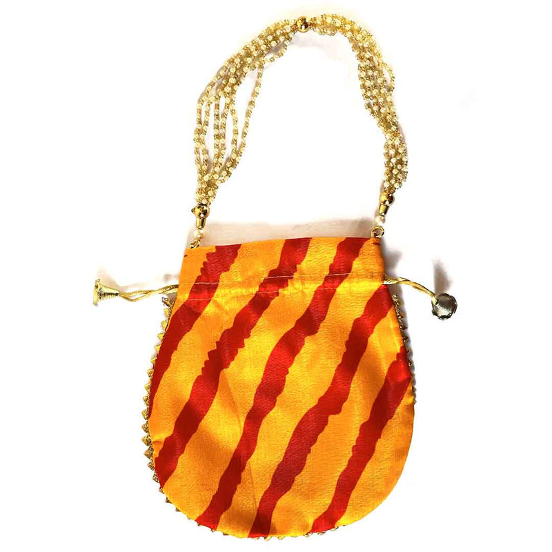 Rajasthani Style Yellow Lehariya Potli Pouch For Wedding Favors