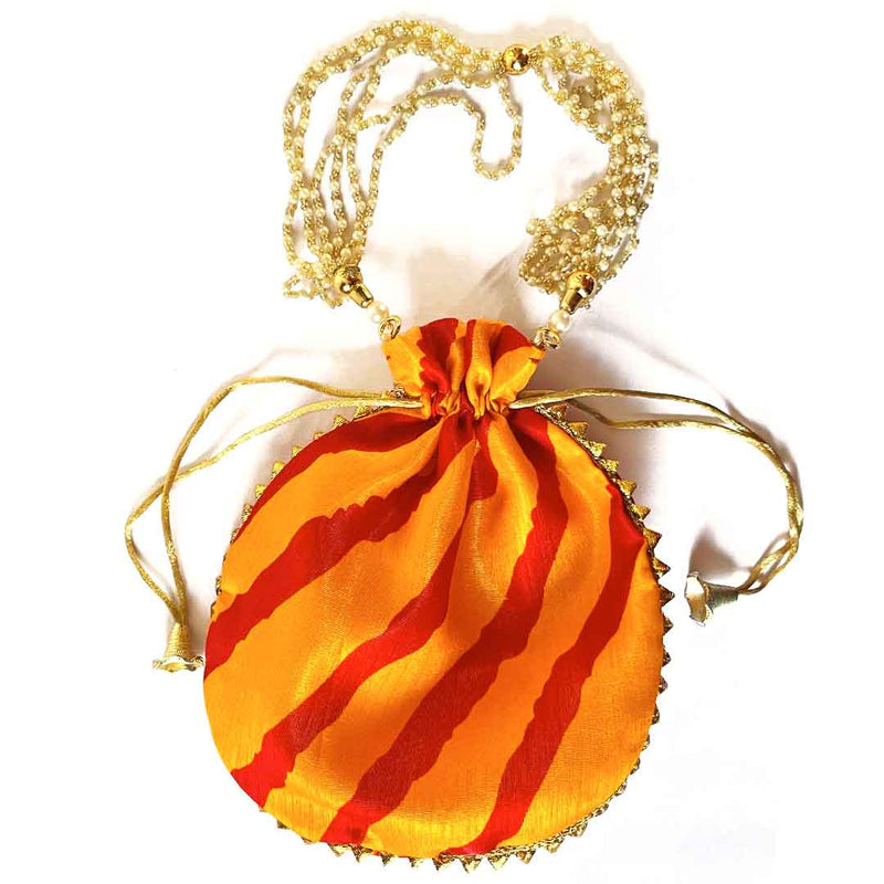 Rajasthani Style Yellow Lehariya Potli Pouch For Wedding Favors