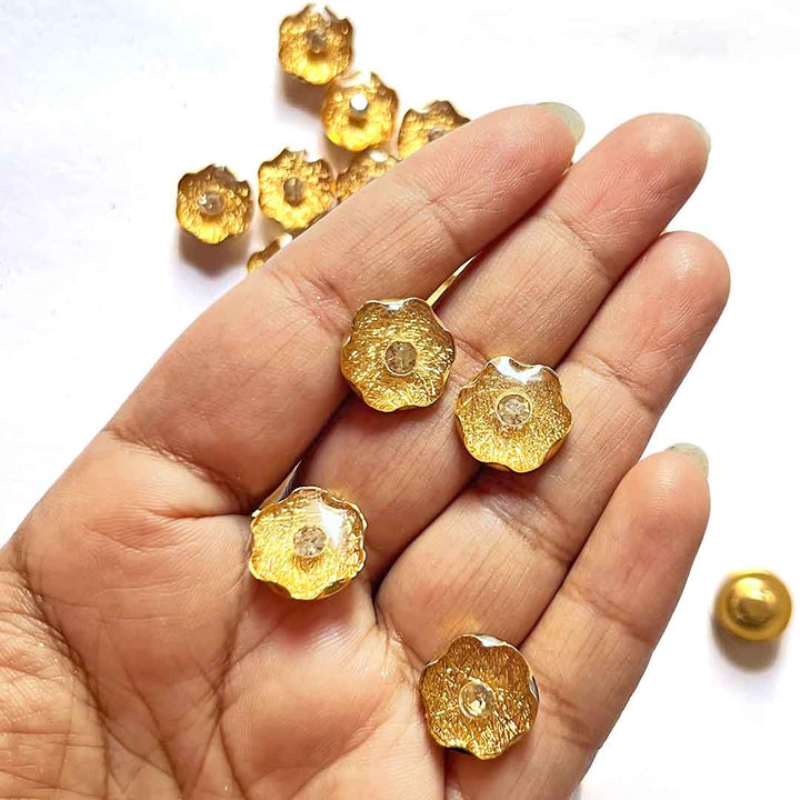 Golden Color Button | Flower Shape Button | Flower Shape fancy Button | Buttons Set of 10 | Golden fancy Button | Buttons | Fancy Buttons | Hobby | Craft Beer | Paper craft | Adikala India Store | Craft | Art | Adikala Craft Store | Adikala