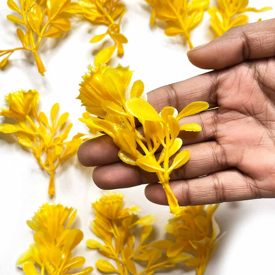 yellow Color Leaf Bunch Set Of 25 | Yellow Color Leaf Bunch | Leaf Bunch | Leaf | Yellow Color | Craft Shop | Art Craft | Decoration Essentials | Wedding Decoration | Adikala Craft Store