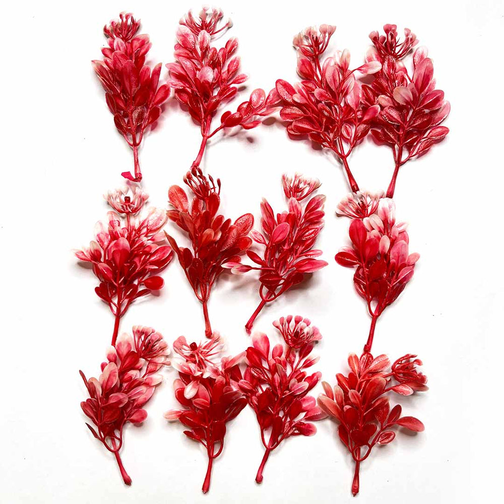 Red Color Leaf Bunch (1) Set Of 25 | Red Color Leaf Bunch | Leaf Bunch | Leaf | Red Color | Craft Shop | Art Craft | Decoration Essentials | Wedding Decoration | Adikala Craft Store