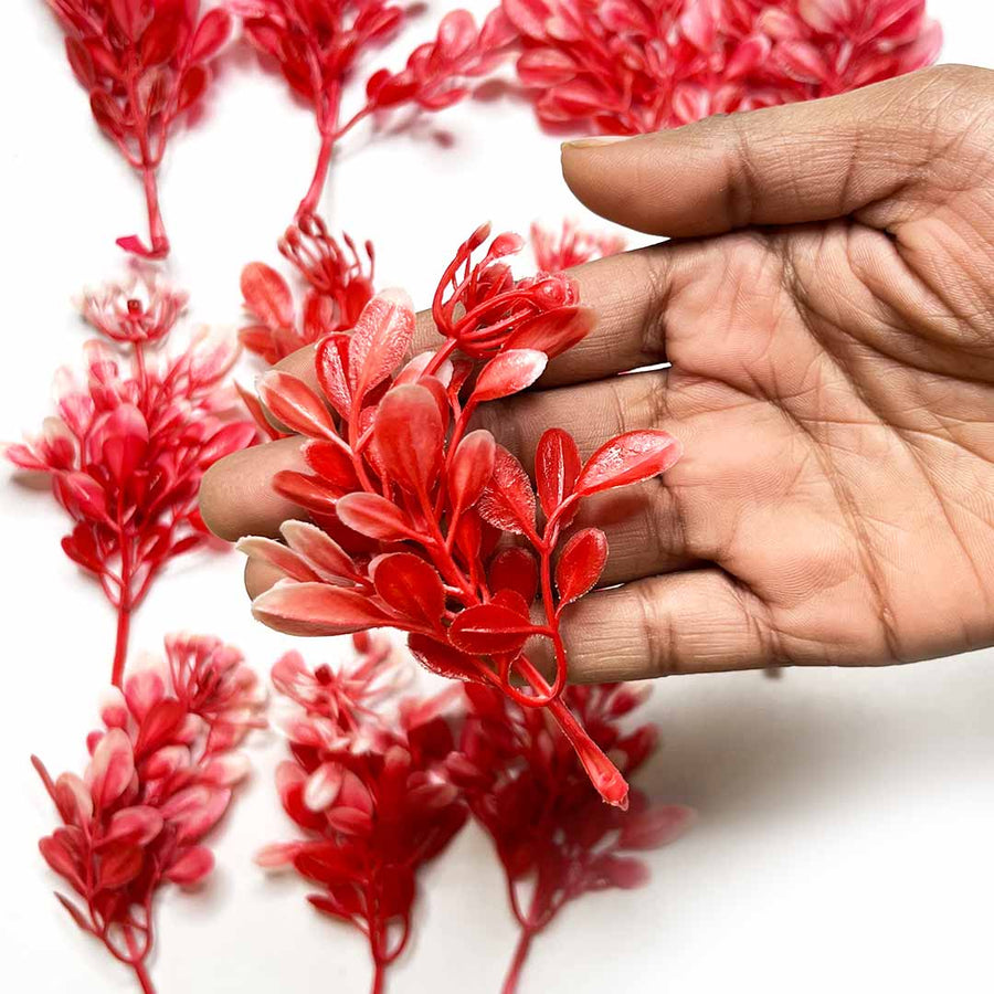 Red  Color Leaf Bunch (1) Set Of 25 | Red Color Leaf Bunch | Leaf Bunch | Leaf | Red Color | Craft Shop | Art Craft | Decoration Essentials | Wedding Decoration | Adikala Craft Store